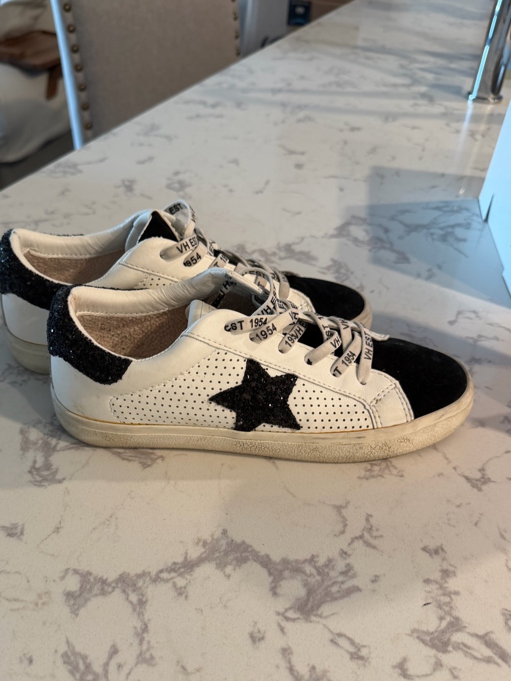 Vintage Havana Women's Gadol Sneakers White/Black Glitter- Size 6.5